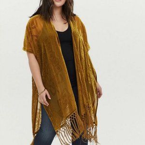 NWT Velvet Burnout Kimono Torrid Gold / Mustard